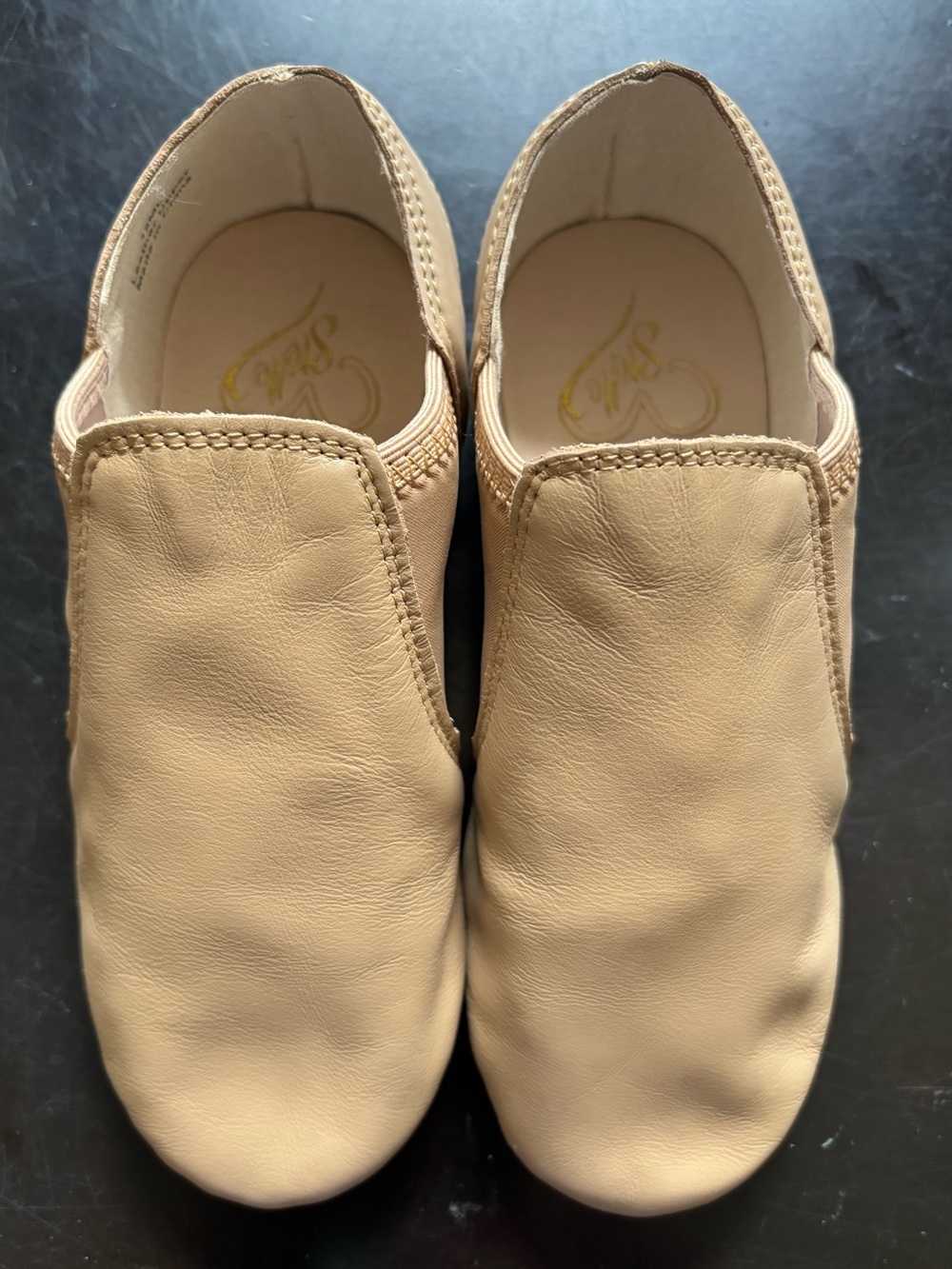 Stelle Leather Slip-On Dance Shoe, Beige, Little Kids Size 12ML